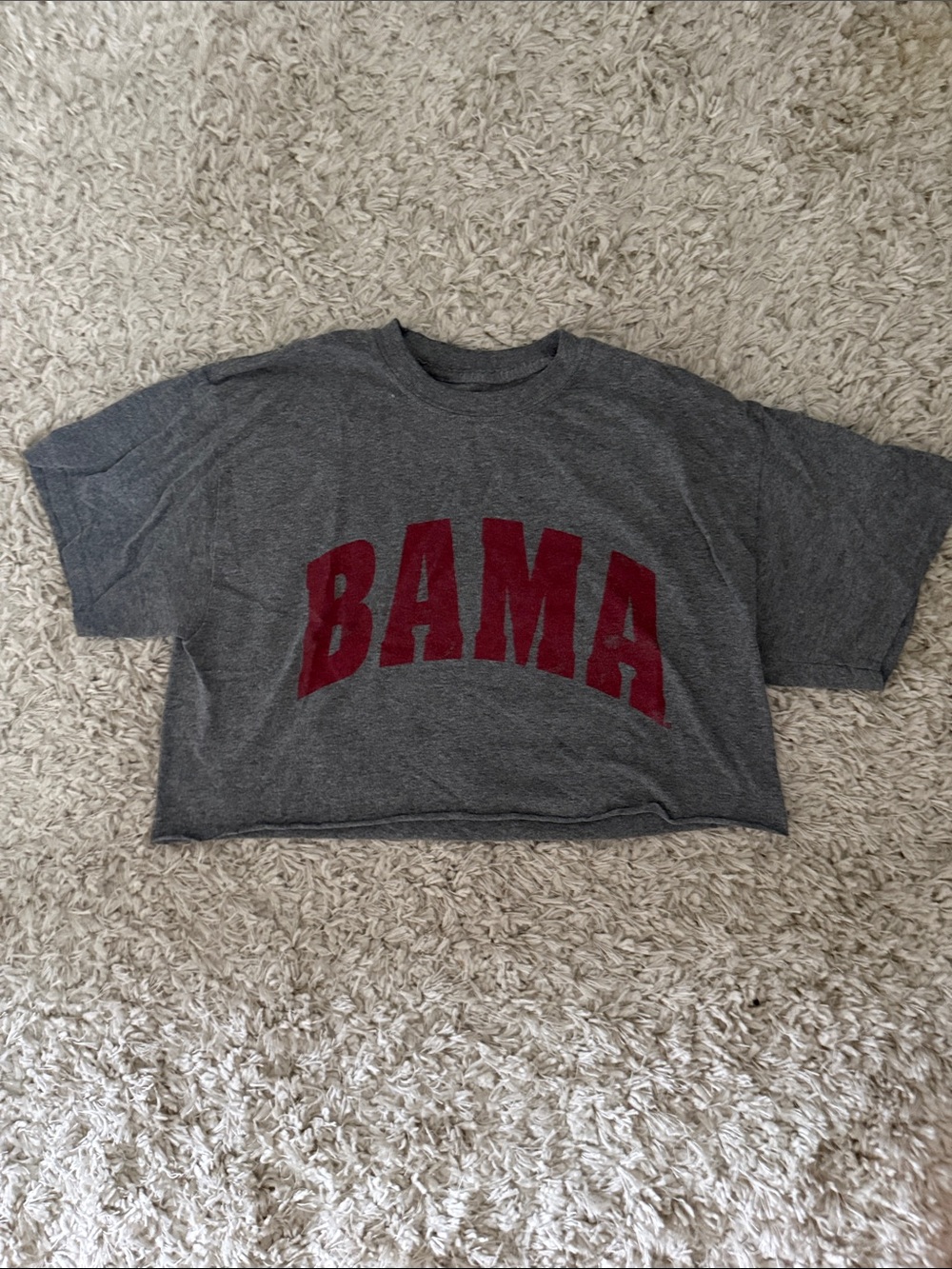 BAMA Gray Cropped Tee with Red Print